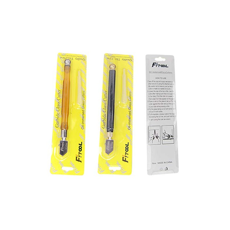 2Piece Glass Cutter 3mm-12mm, Self-Oiling Tungsten Carbide Glass Cutter, Professional