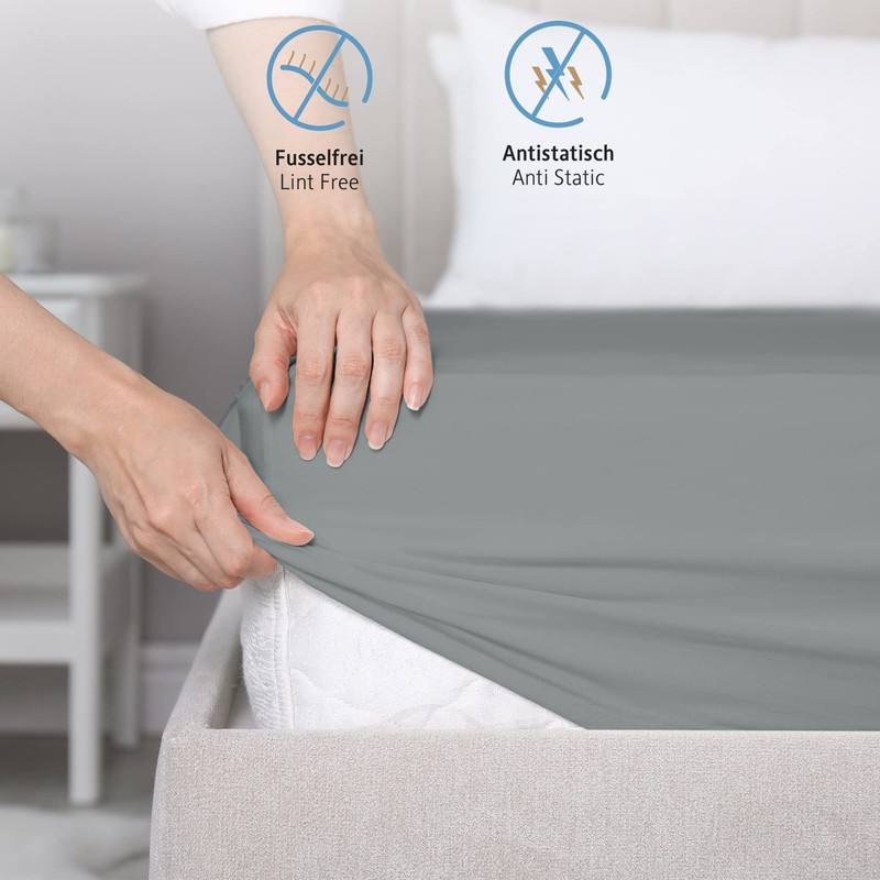 Komfortec Jersey Fitted Sheet 180 x 200 cm, 100% Cotton,