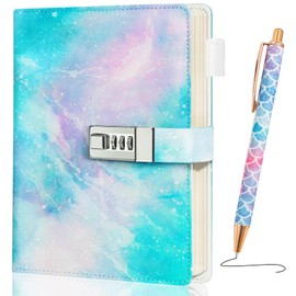 Beadsky Diary with Lock for Girls Age 8-12, A5 Sectet Journal with Lock, 192 Pages Password Notebook Lock Diary with Pen, Preppy Aesthetic Journals Cute Stuff Birthday Gifts for Teen Girls & Women