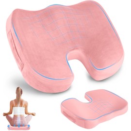 Cojin Ortepedico de Memory Foam para Asientos con Base Antideslizante, Cojín Ortopedico para Silla de Oficina Alivio para Dolor de Ciatica, Espalda y Coxis, Cojin Ergonomico para Silla para Coche