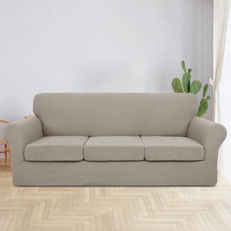 JIVINER 4 Pieces Couch Covers for 3 Cushion Couch Stretch