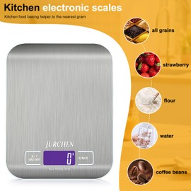 Digital Kitchen Scales, LCD Display, 1g/5kg Capacity, Stainless Steel, for Baking, Cooking, Food Weighing,Weight units lb, oz, g, ml, oz