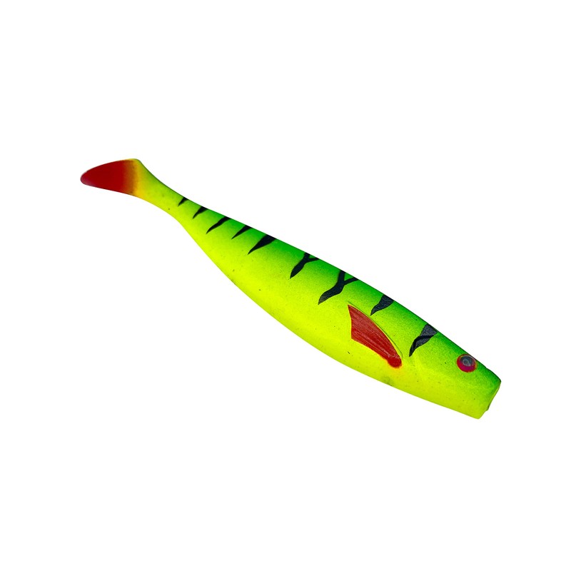 PetrisCatch Firetiger Yellow Rubber Fish Set + 4 Steel Leaders,