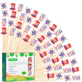 4th of July Patriotic Cocktail Picks Red White and Blue Toothpicks Fruit Sticks Sandwich Charcuterie Appetizer Skewers, for American Flag Patriotism Election Independence Day Decoration Party Supplies