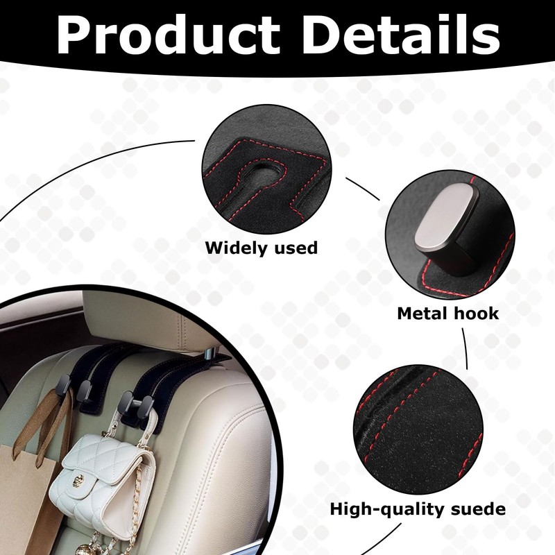 Gyinere Headrest Hooks for Car,2 Pack Car Seat Back Organizer