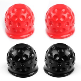 4Pcs Rubber Trailer Hitch Ball Cover, 50mm Soft Tow Ball Dustproof Cap, Universal Towball Sleeve Cap Replacement, Waterproof Tow Ball Head Cover, Automobile Caravan Towball Protector for Trucks Ships