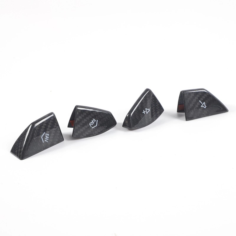BEBECAR Real Carbon Fiber Steering Wheel Button Cover Trim Fits