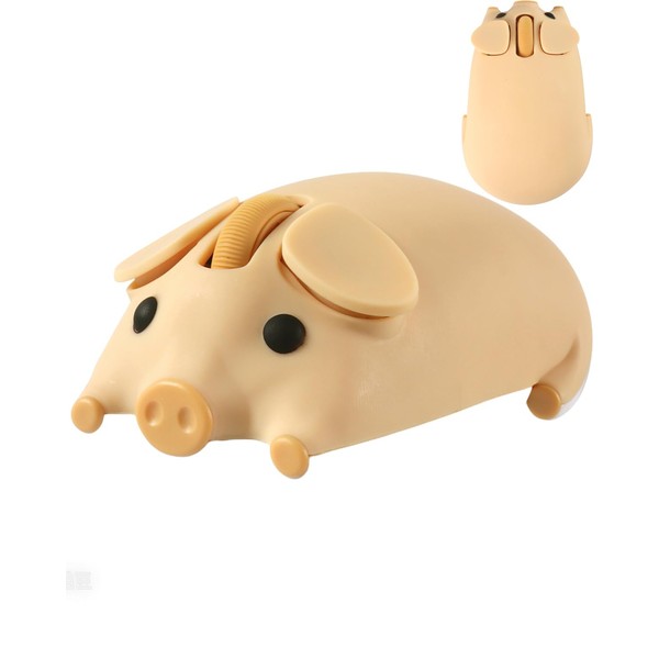 Wireless Mouse Cute Pig Design Bluetooth Dual Mode Portable Compact