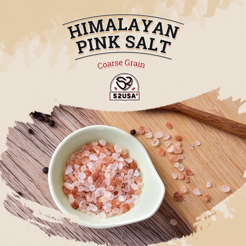 52USA Himalayan Pink Salt for Grinder Refill, 80oz (5 Pound),