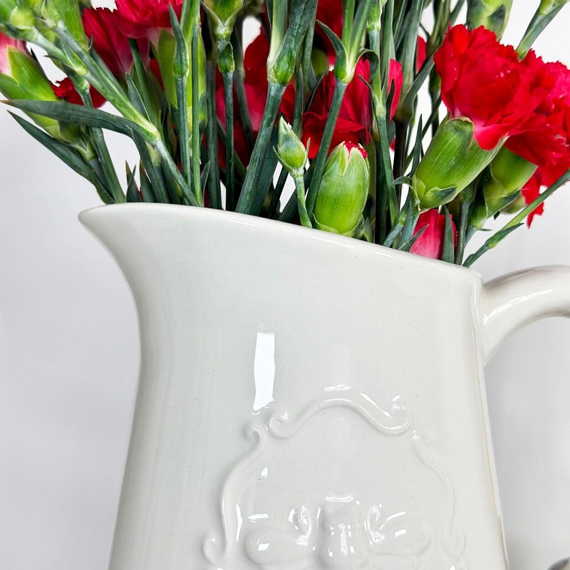 Queen Bee Jug Vase Glazed Ceramic Glossy White Flower Holder