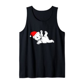 Baby Polar Bear cub with Santa Hat Tank Top