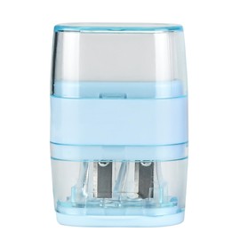 Waremew 1PCS Manual Pencil Sharpener with Eraser, 2 Sharpening Holes Sharpener with Eraser for School, Office and Home Supplies (Blue)