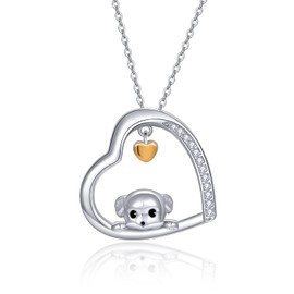 praymos Dog Necklace 925 Sterling Silver Love Heart Pendant Cute Puppy Animal Jewelry Memorial Gifts for Women Girls 18'' + 2'' Adjustable Chain