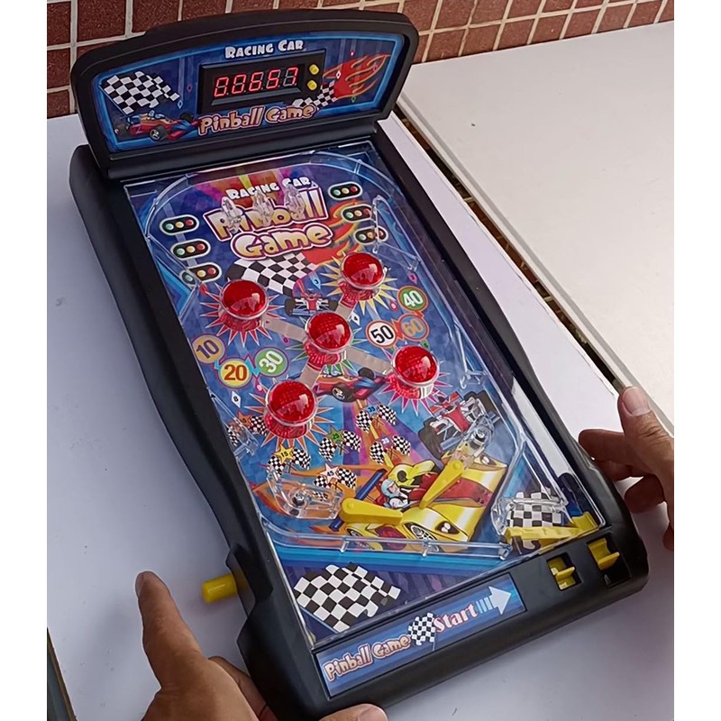Racing Car Tabletop Pinball Machine, Retro Arcade Toy, Age 8+