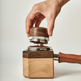 MUVNA 58.35MM Espresso Coffee Distributor, Adjustable Height Espresso Leveler with Walnut Lid, Fits for 58MM Portafilters