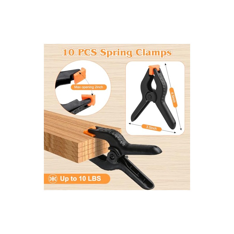 10 PCS Spring Clamps, LongYeah 4.5 Inch Plastic Spring Clips