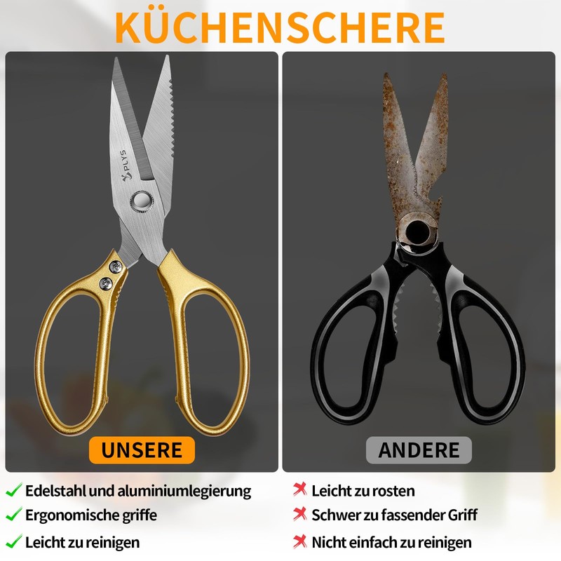 Plys Kitchen Scissors Stainless Steel Cooking Scissors for Kitchen: Heavy