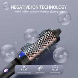 K&K 1.5 Inch thermal brush Heated Curling Brush Ceramic Tourmaline Ionic Curling Iron Ionic Curling Wands Round Brush Volumizer Dual Voltage (Black, 1.5 Inch)