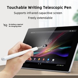 Universal Telescopic Stylus Pen for Touch Screens,Retractable Pointer Stick & Stylus with Special Flocking Tip,Extendable High Precision & Soft, Stylus Pen for Touch Screens (White)