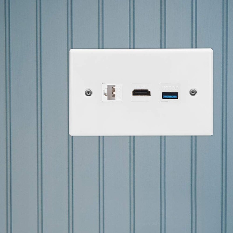 Yosoo Salida USB, placa de pared CAT6 + HDMI +