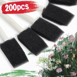 Leinuosen 200 Pack 1inch Black Foam Brush Bulk Sponge Paint Brush with Handle Wood Grip Foam Art Paintbrushes for Paint Crafts Art Acrylics Stains
