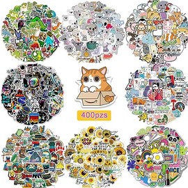 Shoonlo 400 Pzs Pegatinas de Vinilo Impermeables, Pegatinas Aesthetic Kawaii, Pegatinas para Laptop, Termo, Scrapbook, Maletas de Viaje, Refrigerador y Monopatín, Calcomanias para Niños Adolescentes