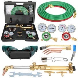 Upgraded Oxygen and Acetylene Gas Torch and Welding Kit Portable Cutting Torch Kit 17-Piece Oxygen Acetylene Torch Kit with 3 Rods and 1 Cutting Nozzle Heavy Duty Oxygen and Acetylene Torch Kit