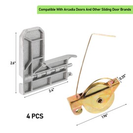 HUIKANGSHENG 4 Sets Sliding Screen Door Rollers,1-1/4" Concave Steel Ball Bearing,with Screen Door Corner Insert, Screen Door Roller Replacement Kit Compatible with Arcadia