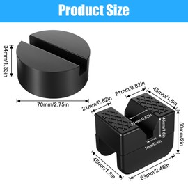 Nodaaiie 8 Pcs 2 Types Jack Stand Pads Adapter Universal Rubber Slotted Frame Rail Pinch Weld Protector Jack Stand Pads foe Floor Jack and Jack Stand Accessories (Black, Round & V Groove)