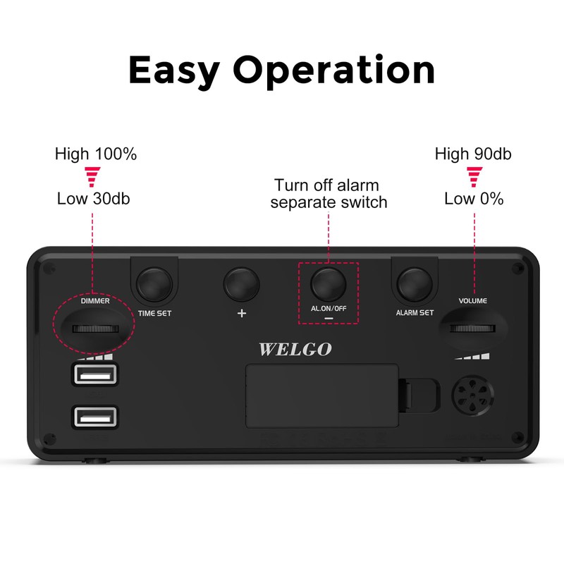Welgo Senior Friendly Digital Alarm Clock, 7.5 Inches Large Display,