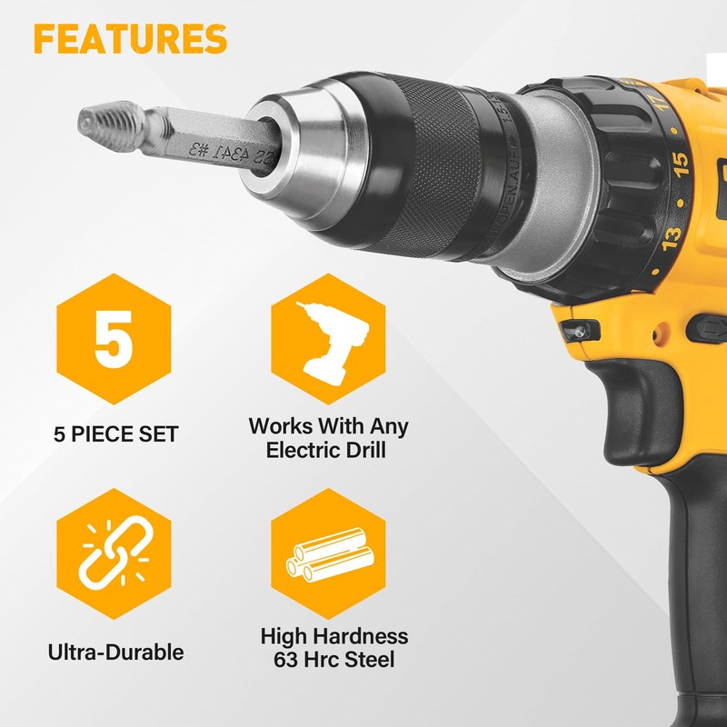 ROGAPER Damaged Screw Extractor Set, Remover for Stripped Screws Nuts