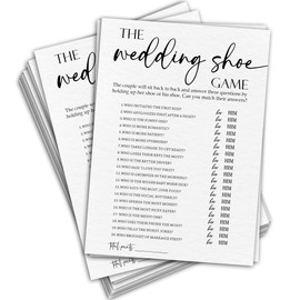 IKFRGN Minimal White Bridal Shower Game, The Wedding Shoe Game Cards, 30 Wedding Party Game Cards for Couple-to-Be, Newlyweds, Bride & Groom Funny Activities Supplies & Decorations - A05