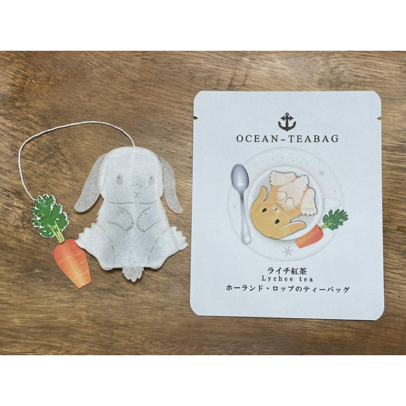 Holland Drop Ear Rabbit Tea Bags, Lychee Tea, 4 Pieces
