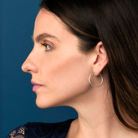 Diamond Treats 925 Sterling Silver Hoop Earrings for Women and Teenage Girls, Diamond Cut Silver Hoop Earrings for Women, Sparkling Hoop Earrings Made of 925 Silver in Various Sizes, Sterling Silver