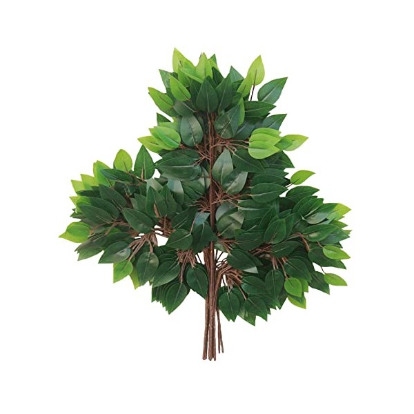 FUNORNAM 12Pcs Ficus Leaves Artificial Branches, Ficus Benjamina Fake Ficus