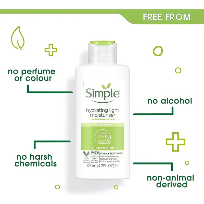 Crema Hidratante Facial Simple 125ml Piel Sensible Vegana