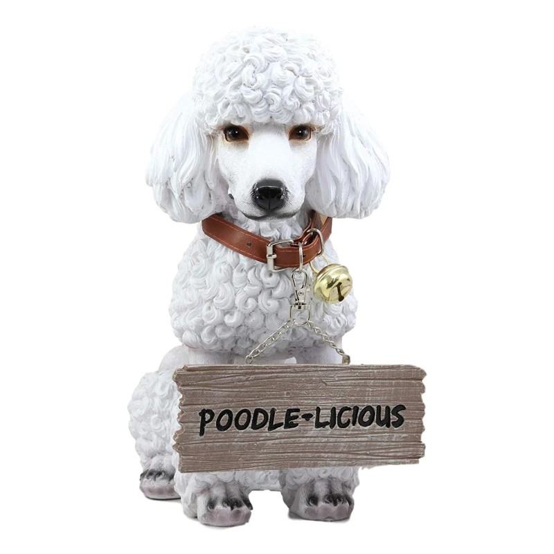 Realistic White French Poodle Dog Fifi Welcome Greeter Statue With