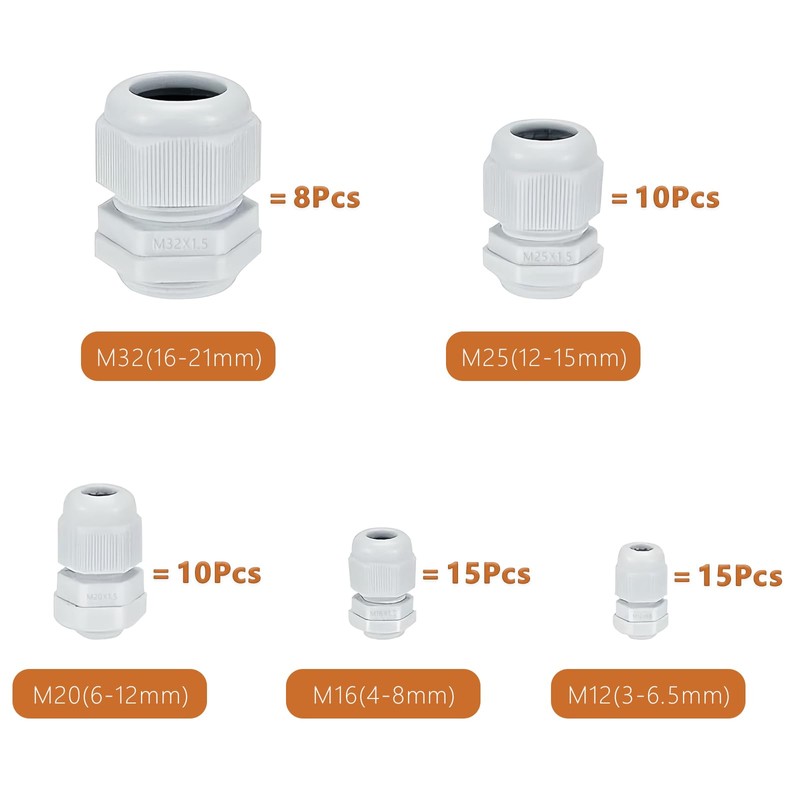LHOEST 58 Piece Cable Gland Set M12 M16 M20 M25