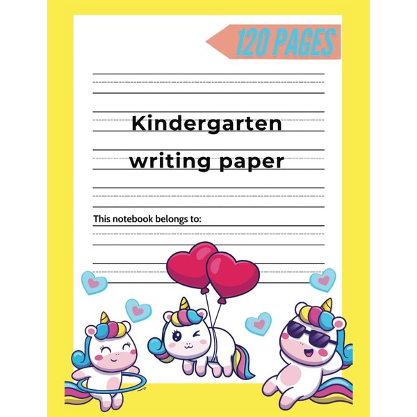 Kindergarten paper for writing: Handwriting practice for kids, dotted-line notebook,
