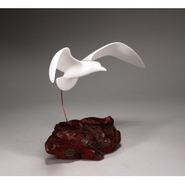 Seagull sculpture by John Perry 15 inch wingspan Statue Art Downwing style