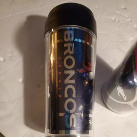 capitol cups Pair (2) DENVER BRONCOS   travel mugs NEW.  14 oz.