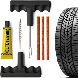 SteadMax Heavy Duty Tire Repair Kit, Tire Plug Kit for Cars, Motorcycles, and Electric Bikes, Puncture Repair Tool Set with T-Handles and Plugs (1 Pack)