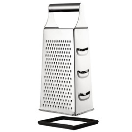 Dachiy Square Grater, 10 x 24 cm, Stainless Steel, Cheese Grater, Kitchen Grater, Hand Grater, with Non-Slip Base, Ideal as a Potato Grater, Vegetable Slicer, Practical Gadgets for the Kitchen (Wooden