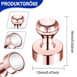 Pack of 32 Strong Magnets, Small, Neodymium Magnet for Magnetic Board, Rose Gold