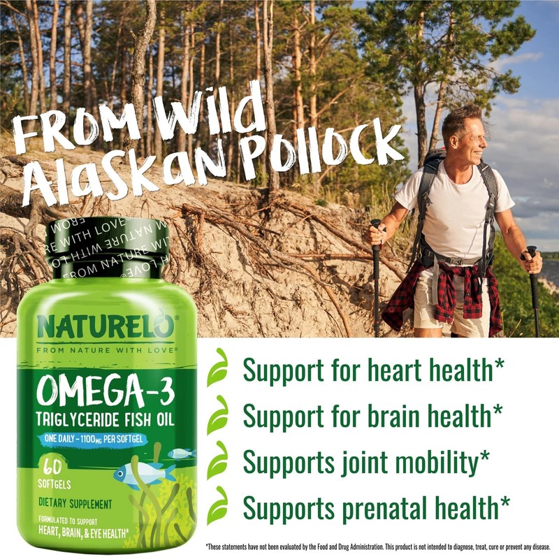 NATURELO NATURELO Burpless Omega 3 Fish Oil Supplement - 1100mg