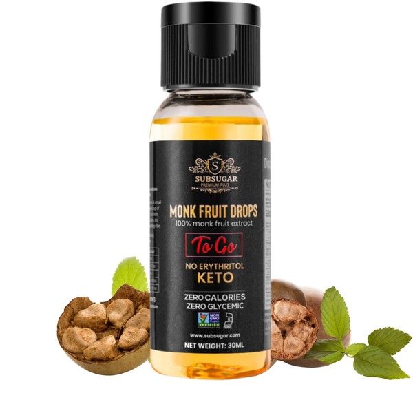 SubSugar 100% Monk Fruit Drops Pure Liquid Monk Fruit Sweetener,