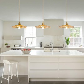 GloMuse Pendant Light Kitchen Island Glass Hanging Light Fixture Folwer Light Pendant Lights Modern Lighting for Bedroom Kitchen Hallway Bathroom Brown Sunflower