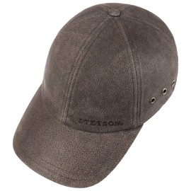 Stetson Liberty Leather Cap Men - Baseball hat Metal Buckle, with Peak Autumn Spring Winter Summer Summer-Winter - One Size Brown