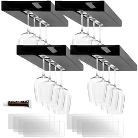 XGIDXFZ 4Pcs Wine Glass Holder Stemware Rack Hanger - Wall Mount Stemware Holder 25.3x11x2 cm - Space Saving Bar Organizer for Kitchen, Dining Room Home Decor (4pcs)