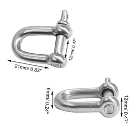 Eilumduo 10Pcs M6 1/4" Stainless Steel Mini D Shaped Bow Shackle for Paracord Jewelry, Marine Tackle